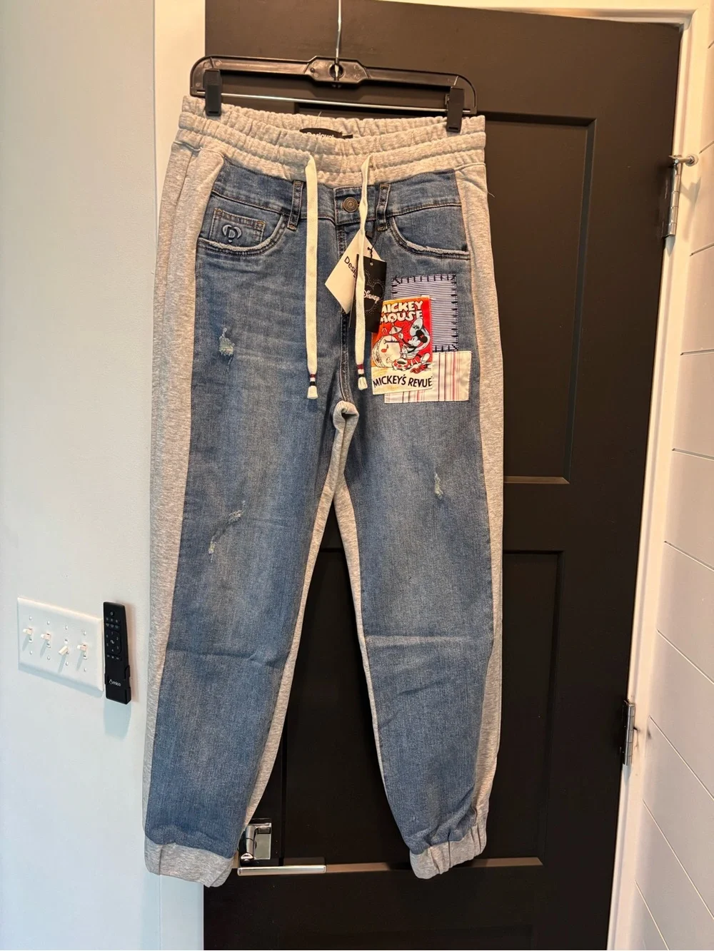 Desigual Combined Mickey Mouse Jogger Medium Denim Sweatpants Disney Pants NWT